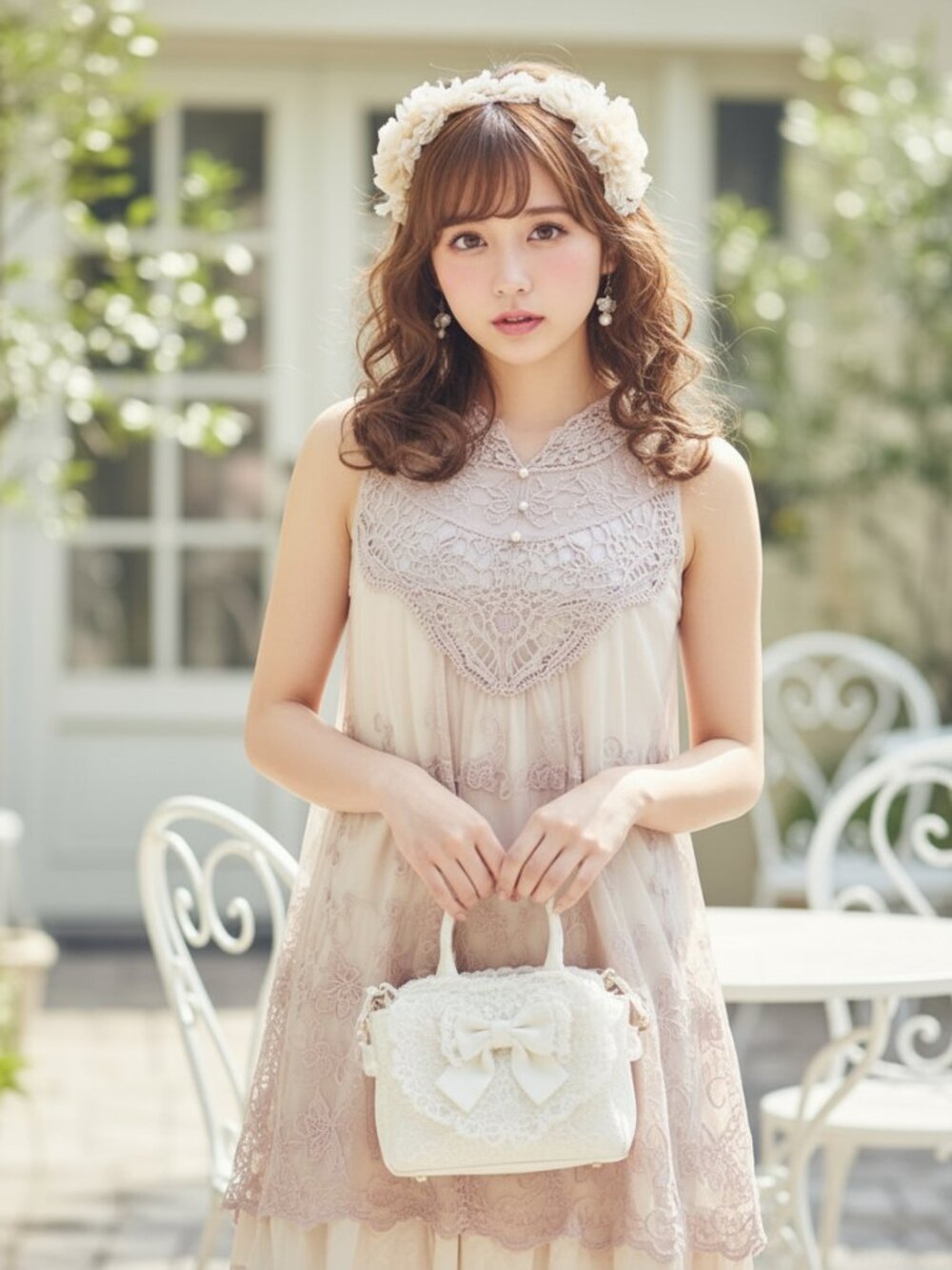 AXES FEMME fairycore princess gyaru himekaji pink sleeveless lace mini dress